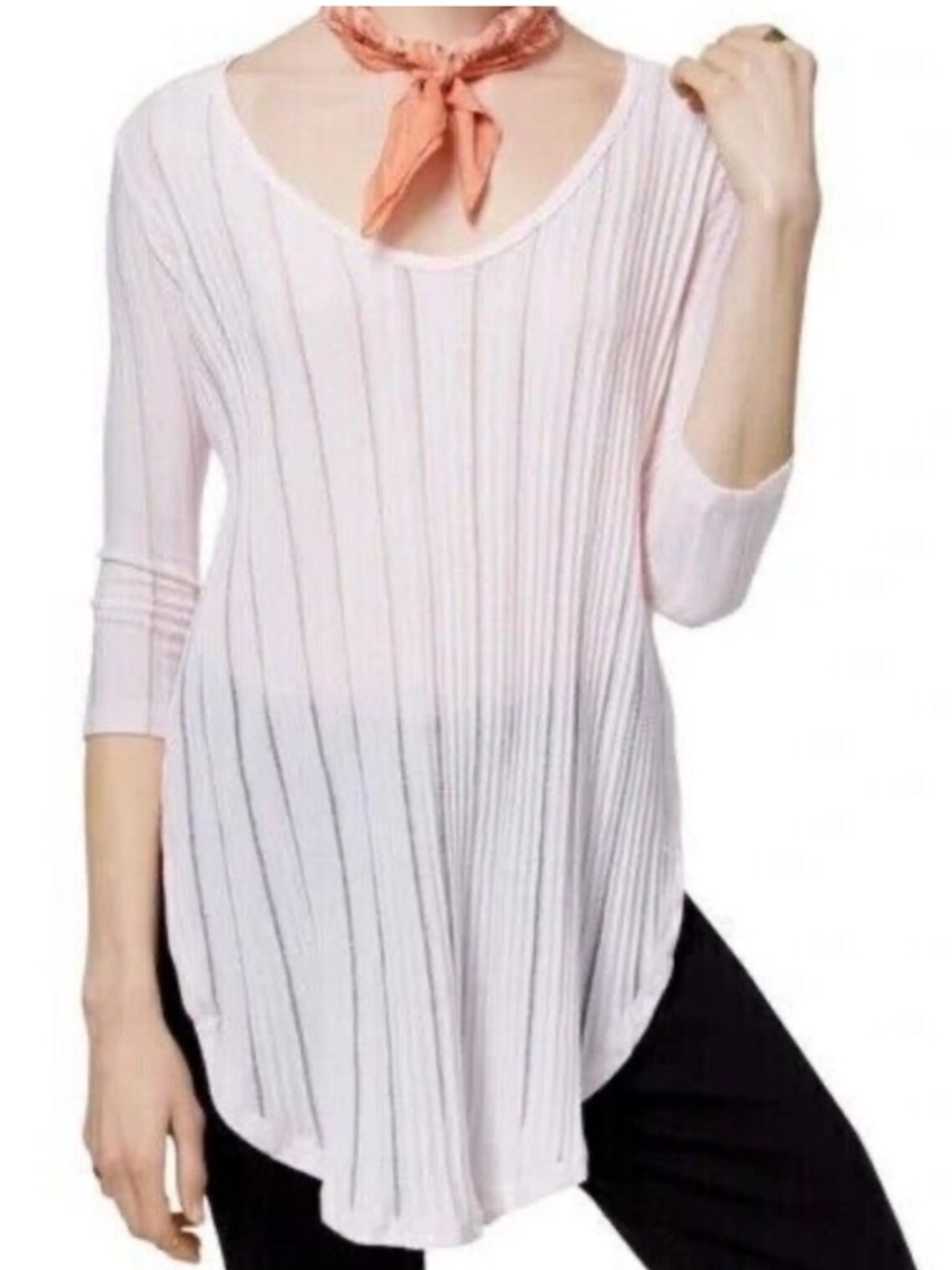 Free people pink astoria hacci tunic top womens M side split layering